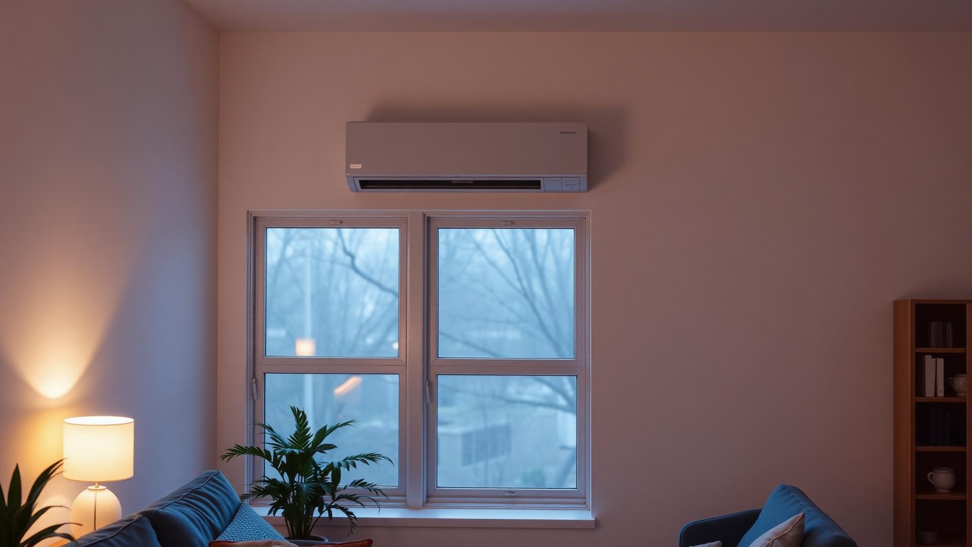 Cozy living room with a wall-mounted mini-split delivering comfort